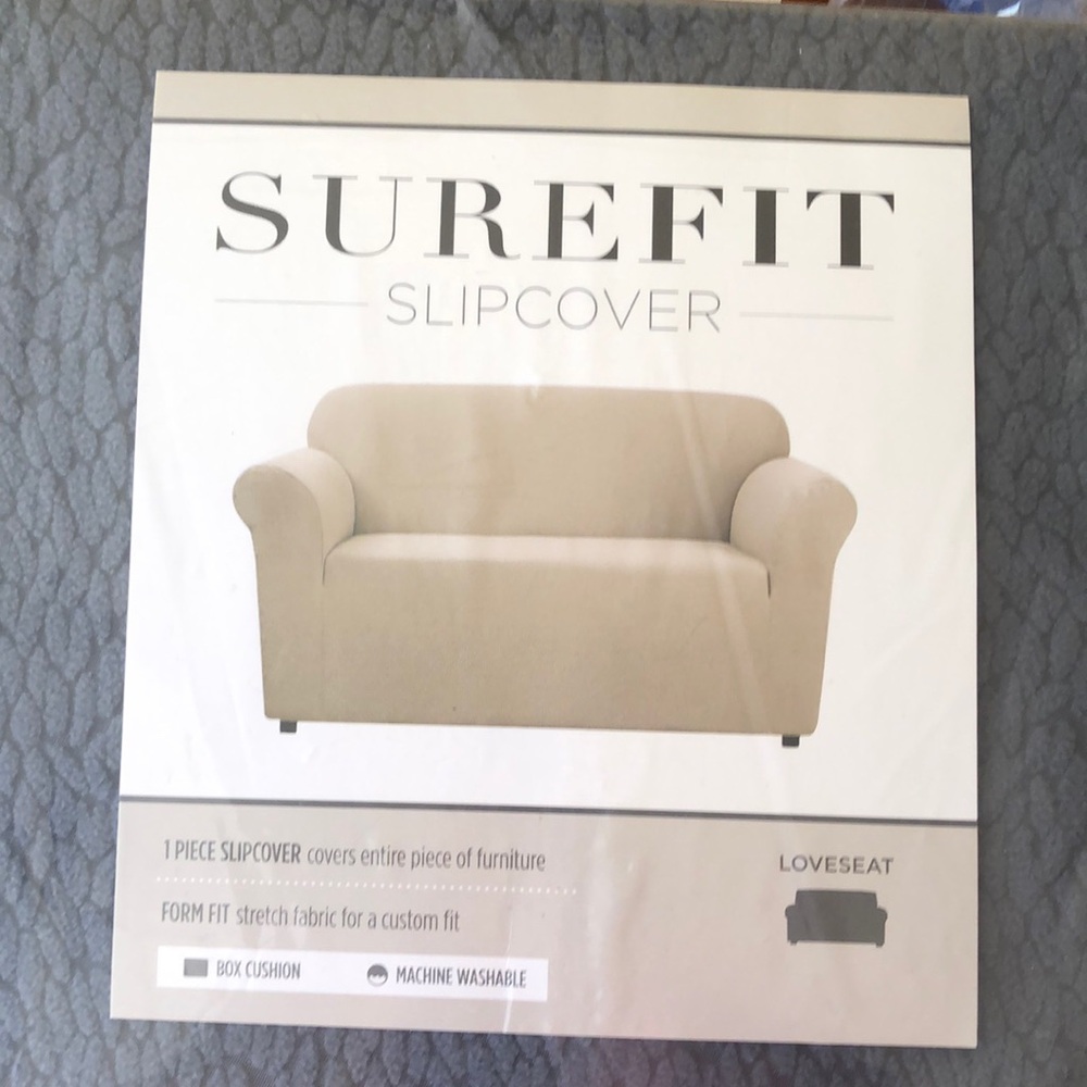 Surefit Delicate Leaf 1 Piece Storm Blue Loveseat Slipcover